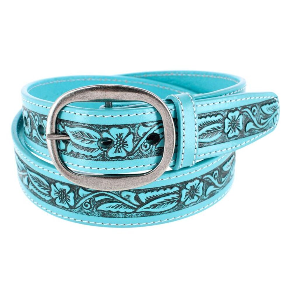 CTM Leather Western Embossed Belt with Removable Buckle